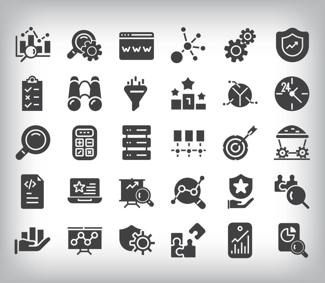Simple 30 data analysis flat icons set. vector