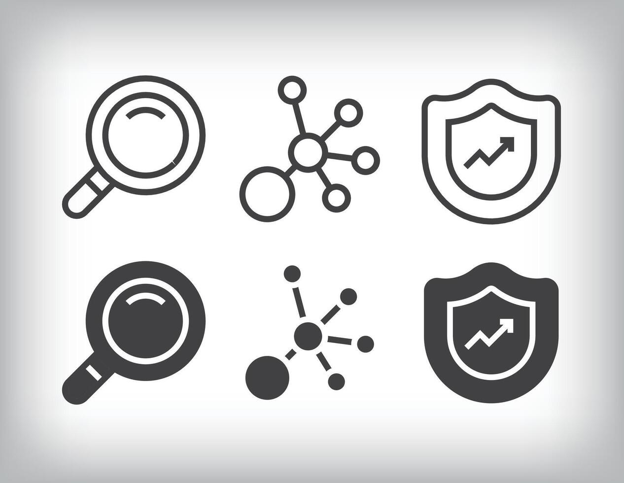 Data design on the theme of lens, security and network icon set vector