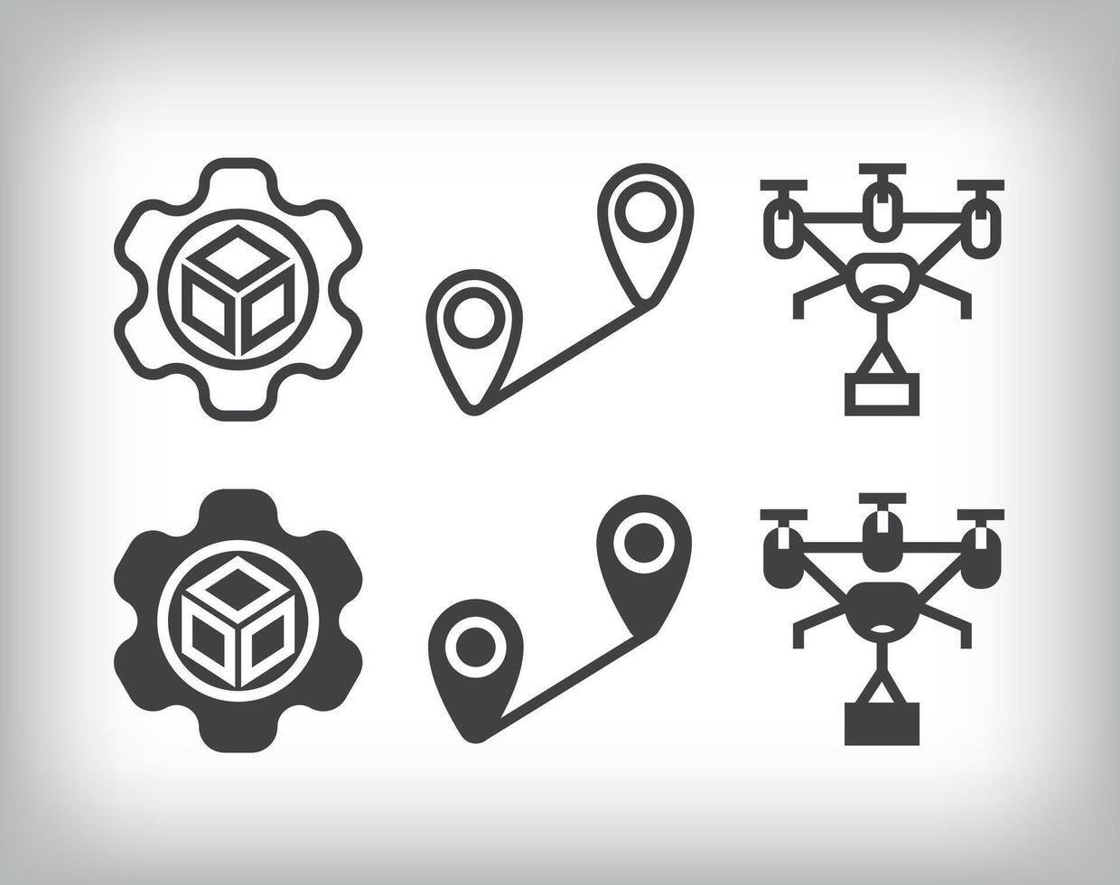 rone transportation, going to location and parcel adjustment design. Simple linear and flat delivery icon set. vector