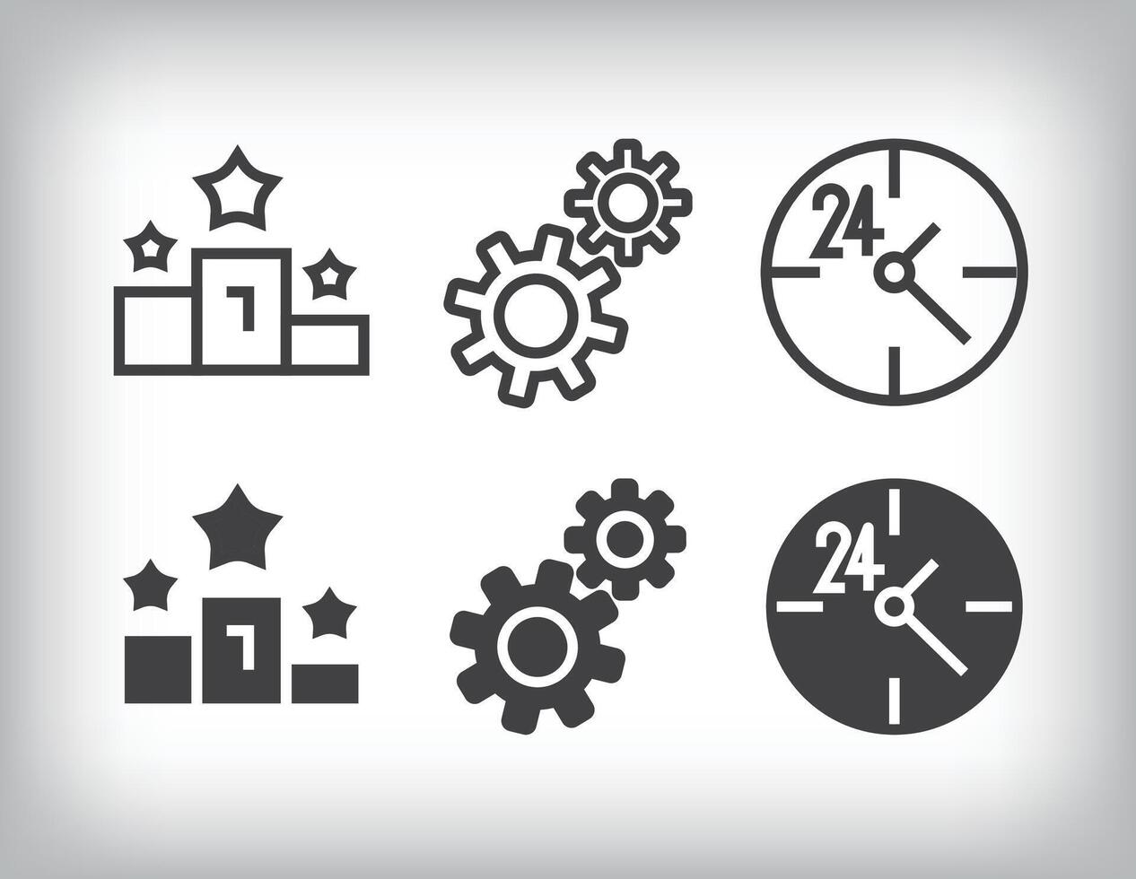 Data design on the theme of success, settings and clock icon set. vector