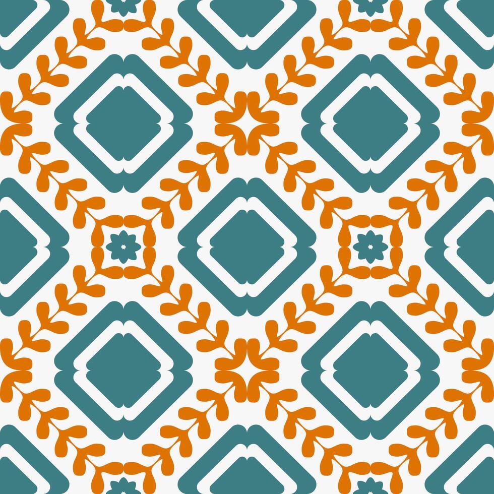 Symmetrical Pattern Floral And Leaf Seamless Pattern Retro Geometric Motif. vector
