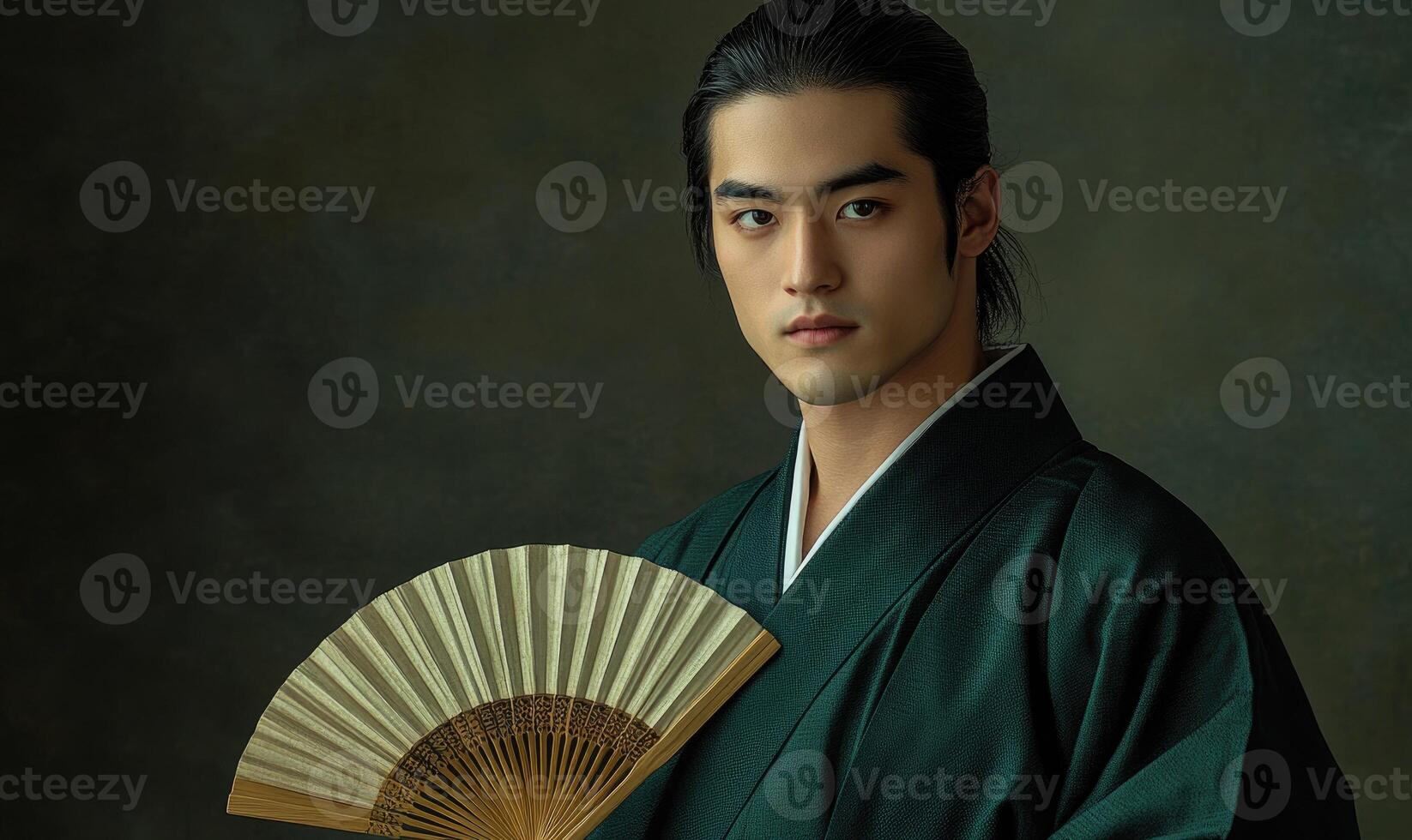 a man in a kimono closeup portrait photo