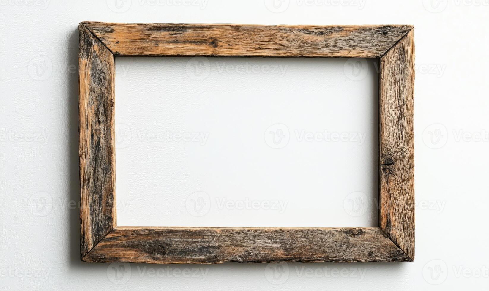 a wooden frame on a white wall photo