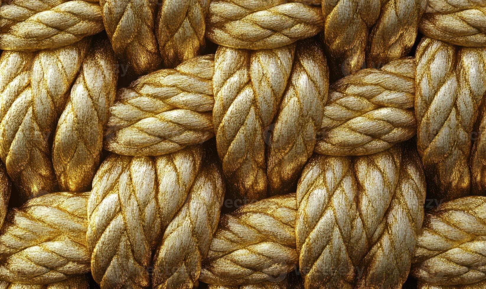 A gold rope is shown in a close up photo