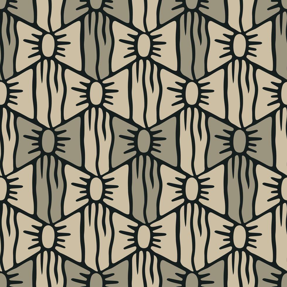 Seamless Escher Style Pattern with Beige Bows and Dark Accents vector