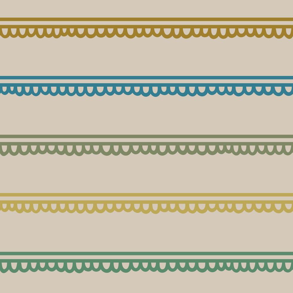 Colourful Striped Pattern with Fringe Details on Beige Fabric Background vector