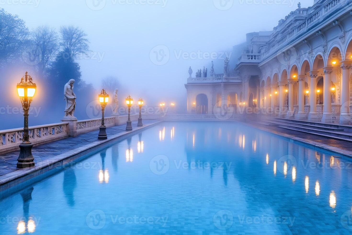 Fog hovering over the thermal bath photo