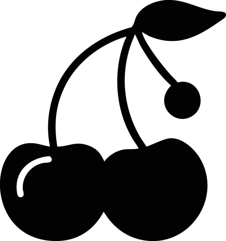 Simple Black and White Silhouette of Two Cherries vector