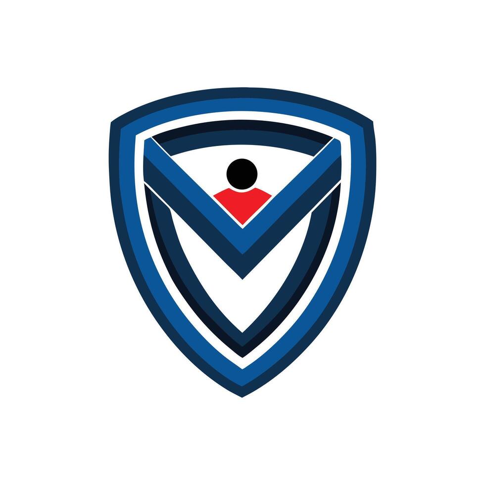 Shield icon with a security symbol and protection badge, designed as a map marker for internet and business services vector