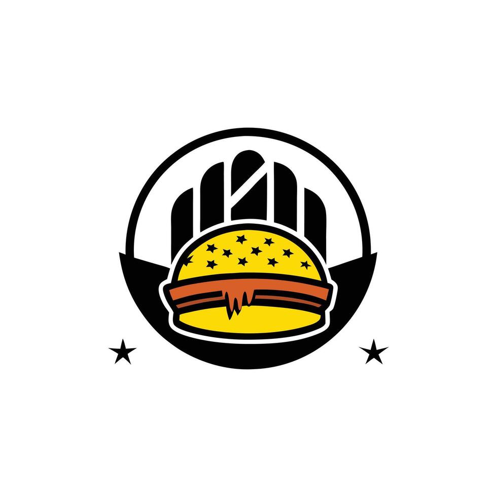 Cartoon illustration of a fast food hamburger with a ladybug vector
