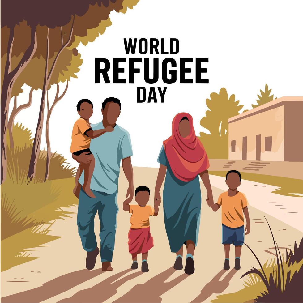 World refugee day, Card, Poster Design vector