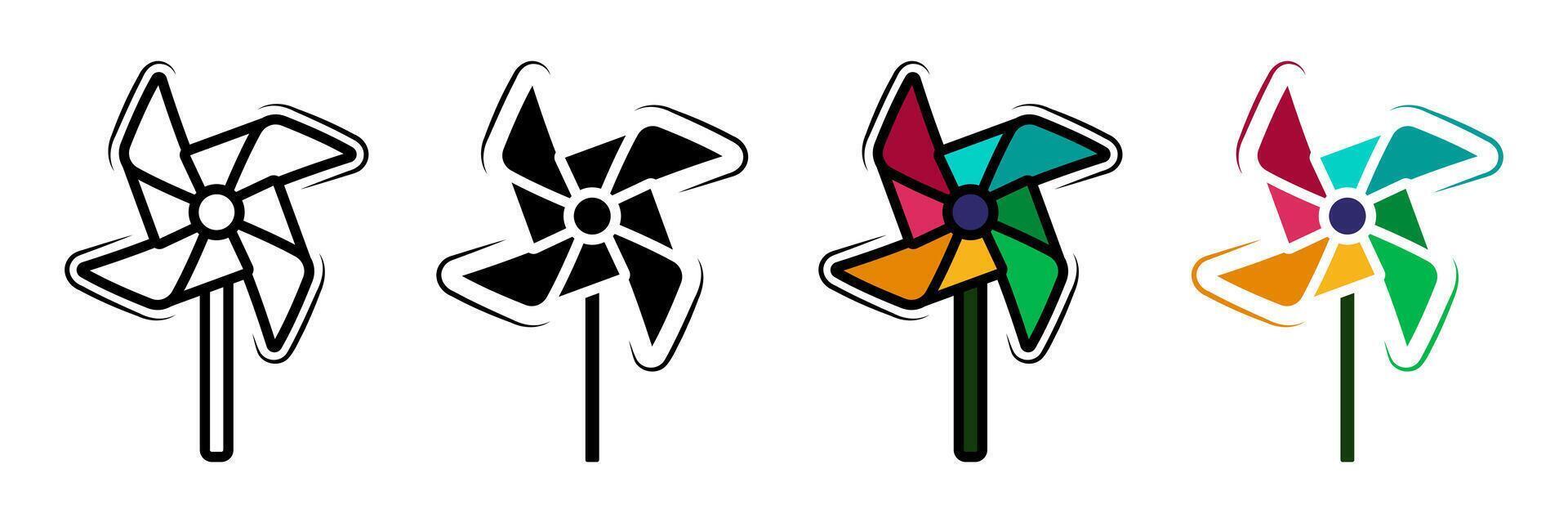 Pinwheel icon set. for mobile concept and web design on white background vector