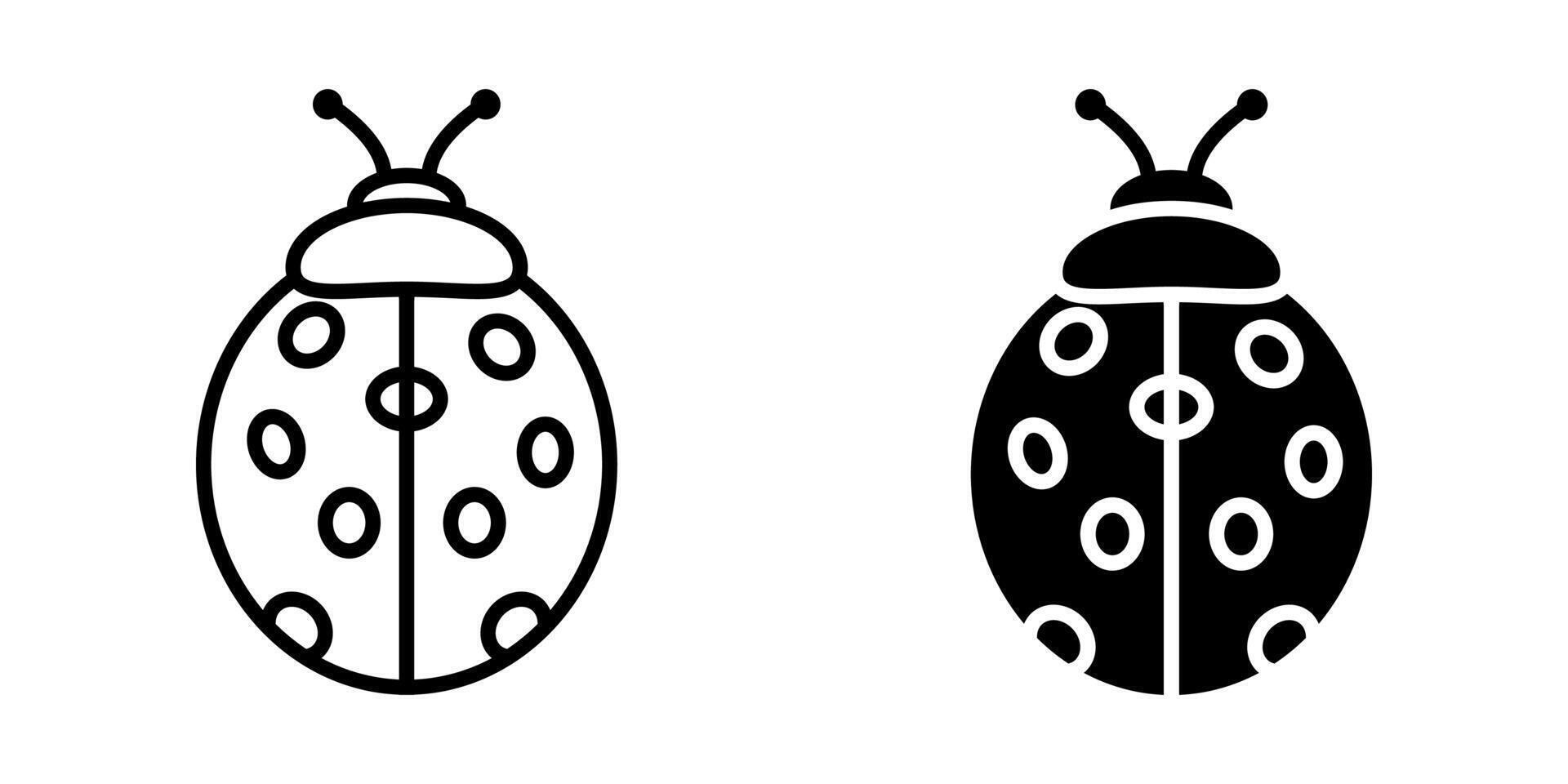 Ladybug icon set. for mobile concept and web design on white background vector