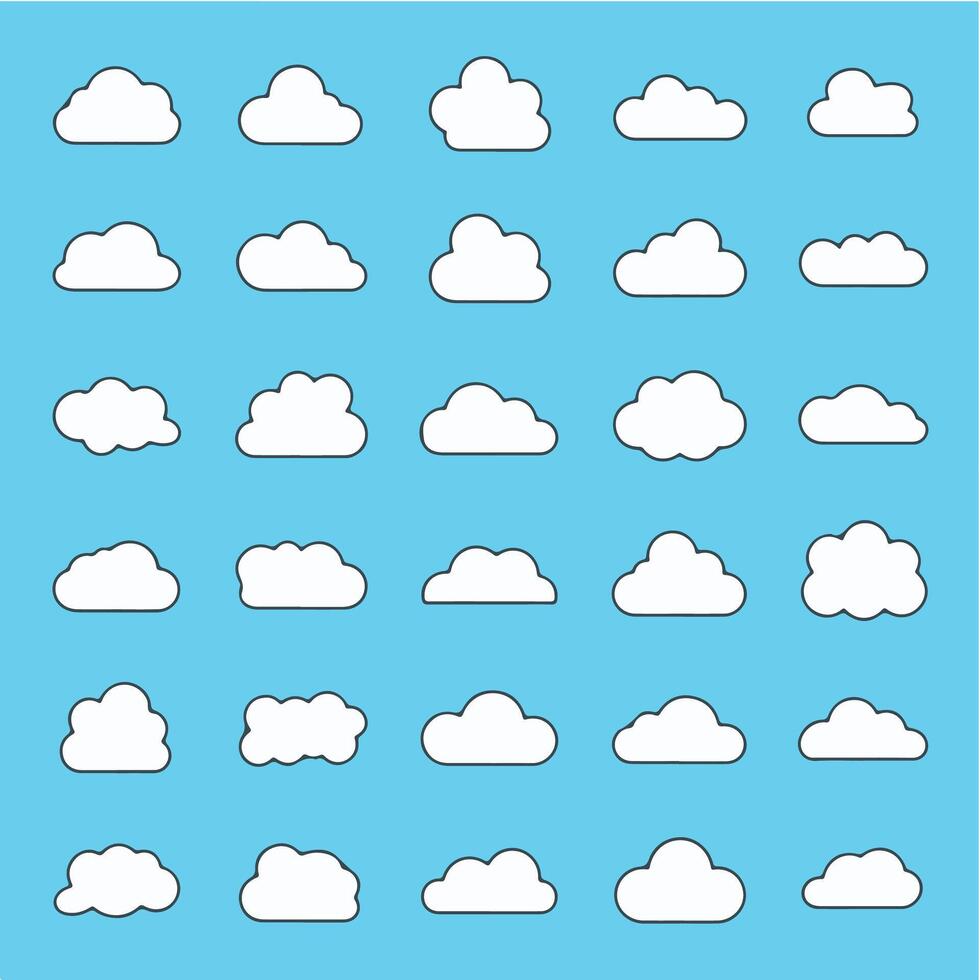 Clouds icons set on blue background vector