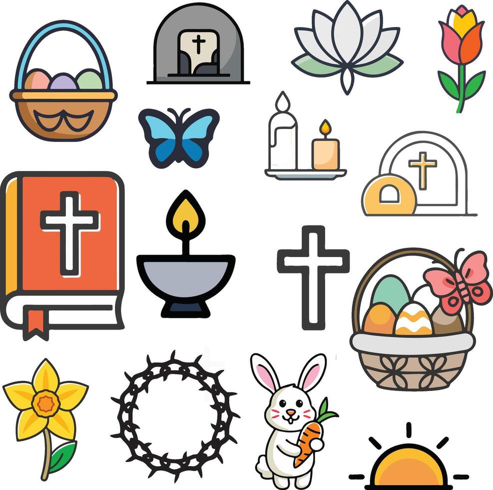 Easter collection icons vector