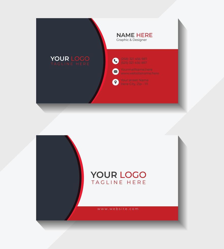 red black modern business card vector
