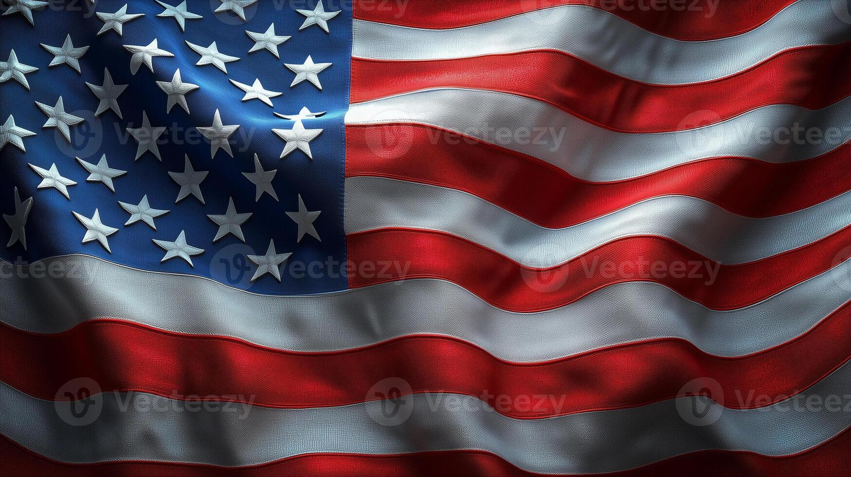 Waving Flag US of Stars and Stripes with Red and White Bars photo