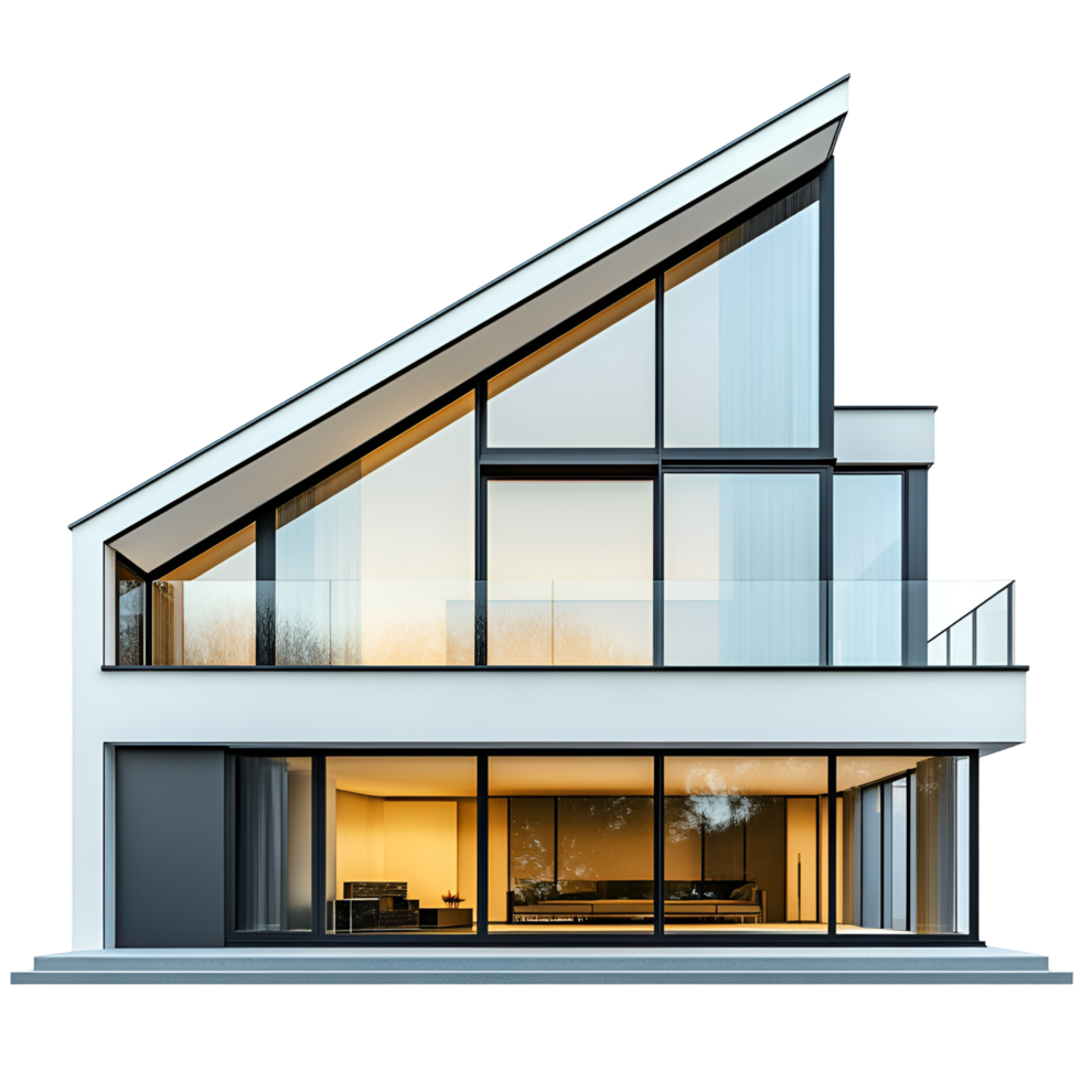 A modern house with large windows and a balcony png