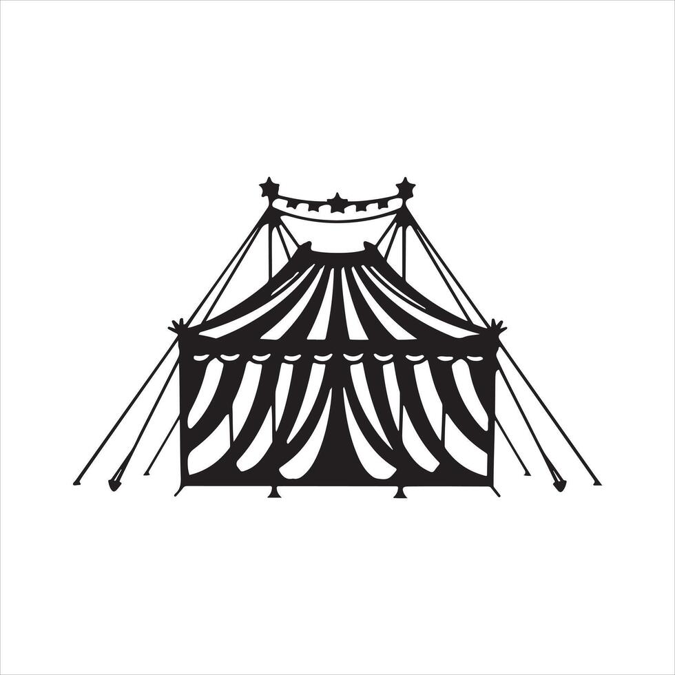 a circus tent with striped silhouette on white background vector