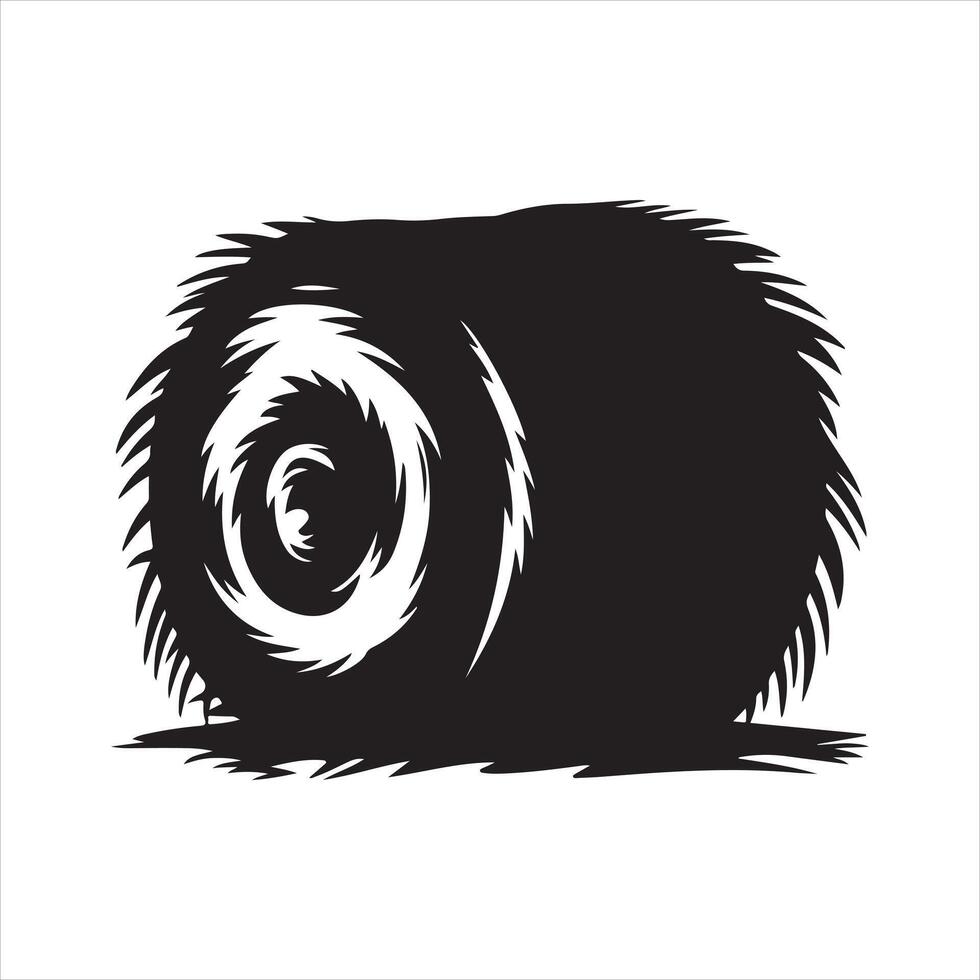 Black hay bale silhouette vector