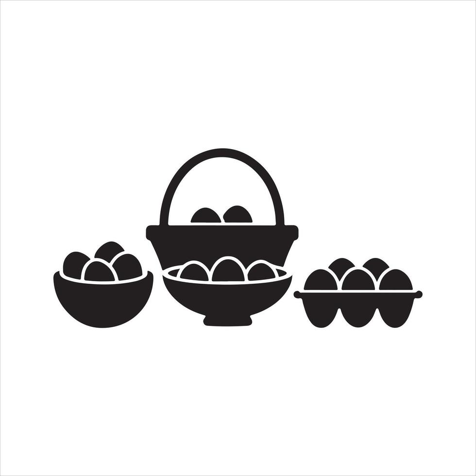 Beautiful Egg Basket Images silhouette vector