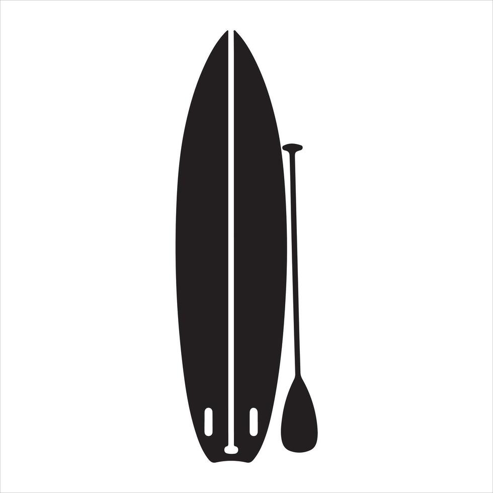 Paddleboard and Paddle black Silhouette vector