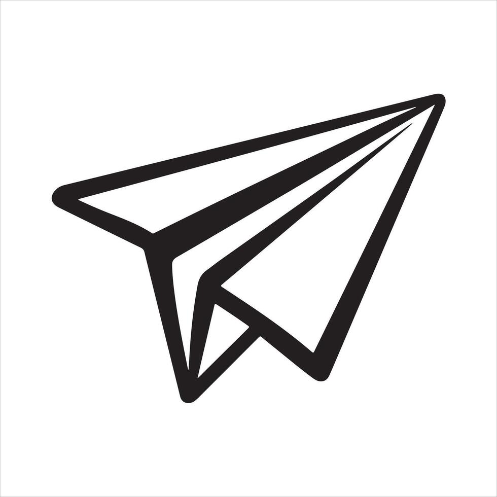 Simple Black and White Paper Airplane Silhouette vector