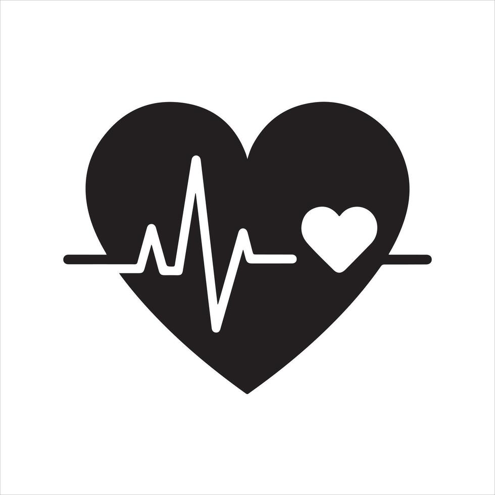 Pulse icon set black heartbeat symbol heart health vector