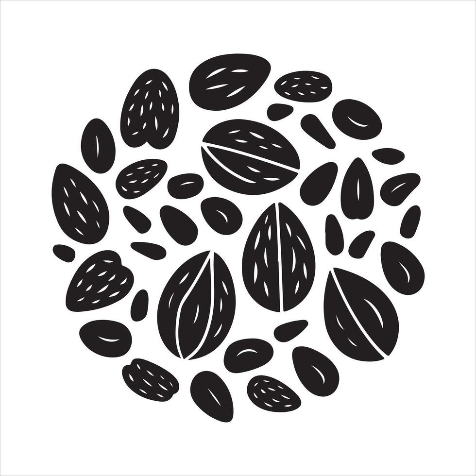 Nuts silhouette white background vector