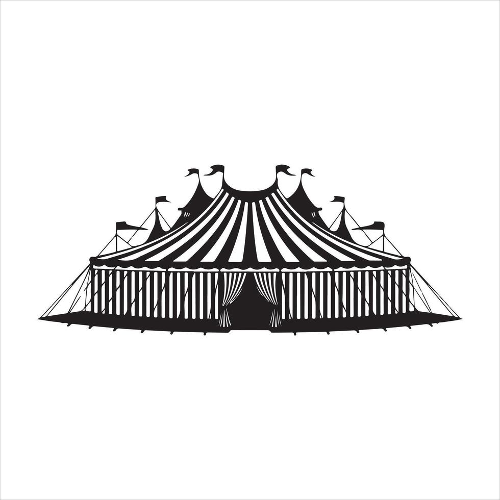 a circus tent with striped silhouette vector