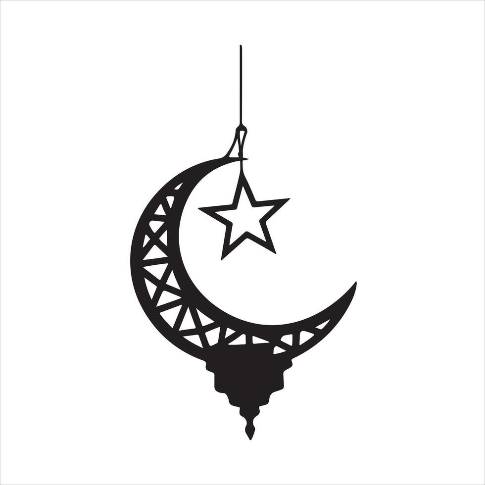 Islamic Lantern black Silhouette vector