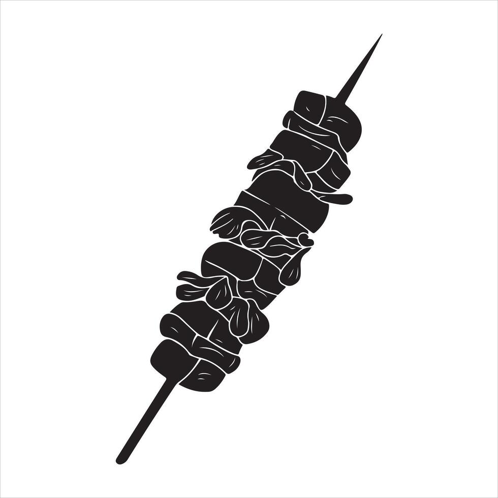 Shish kebab skewer icon silhouette vector