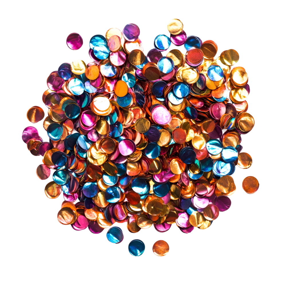 A pile of colorful confetti on transparent png