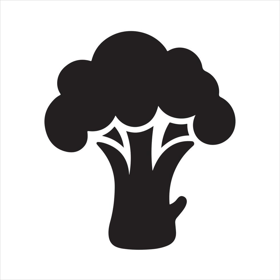 Black silhouette of a broccoli vegetable on white background vector