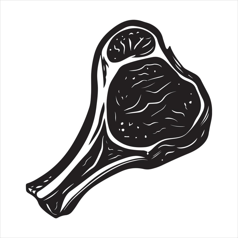 T-bone beef steak silhouette vector