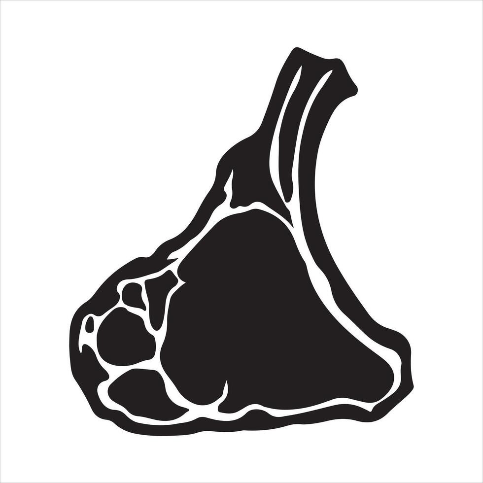 T-bone beef steak silhouette on white background vector