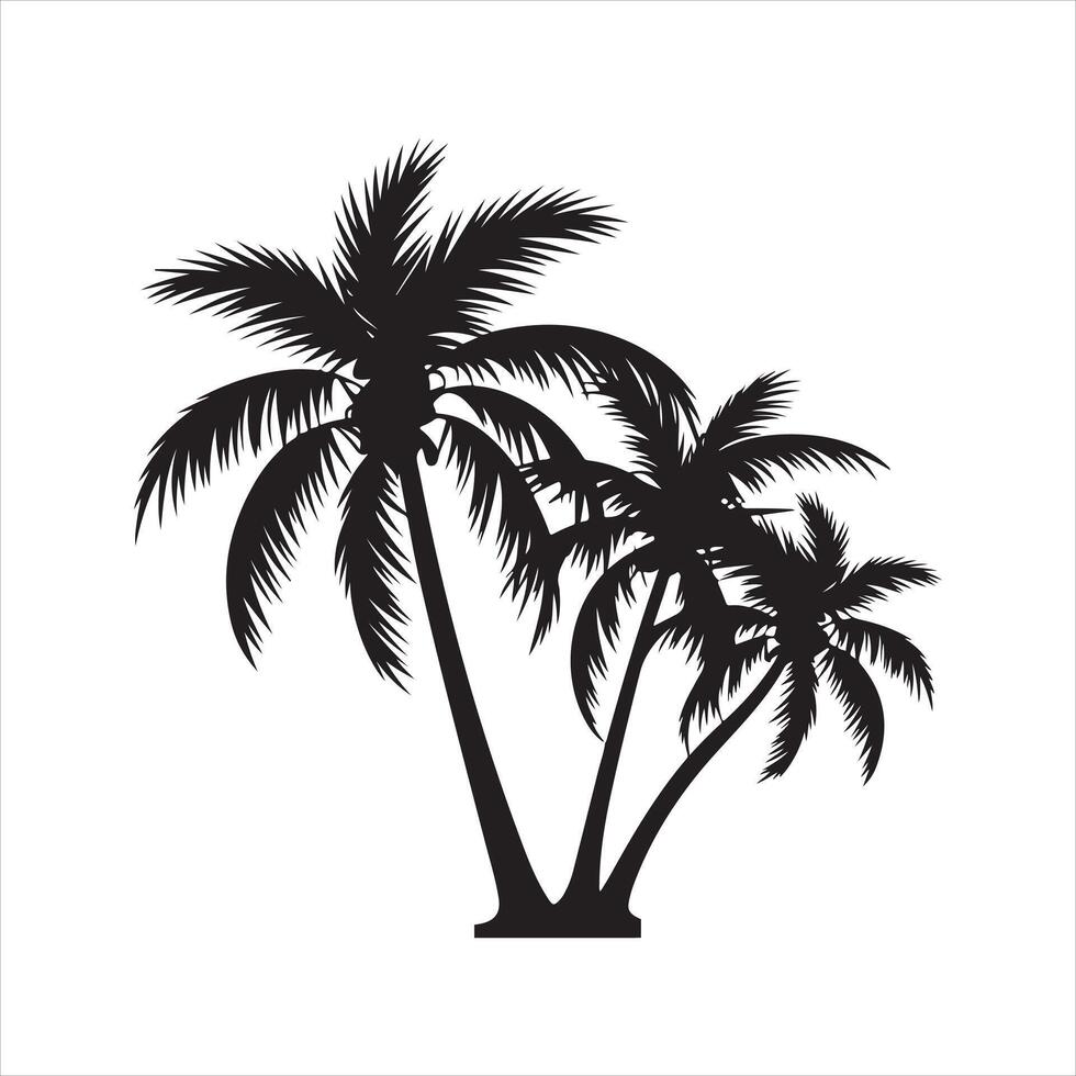 Black Tropical Palm Trees silhouette vector