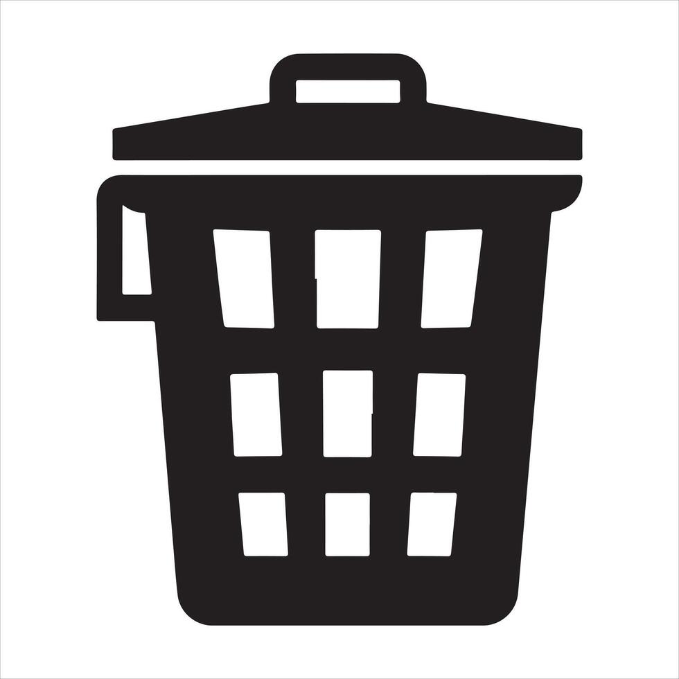 Garbage container icon silhouette black vector