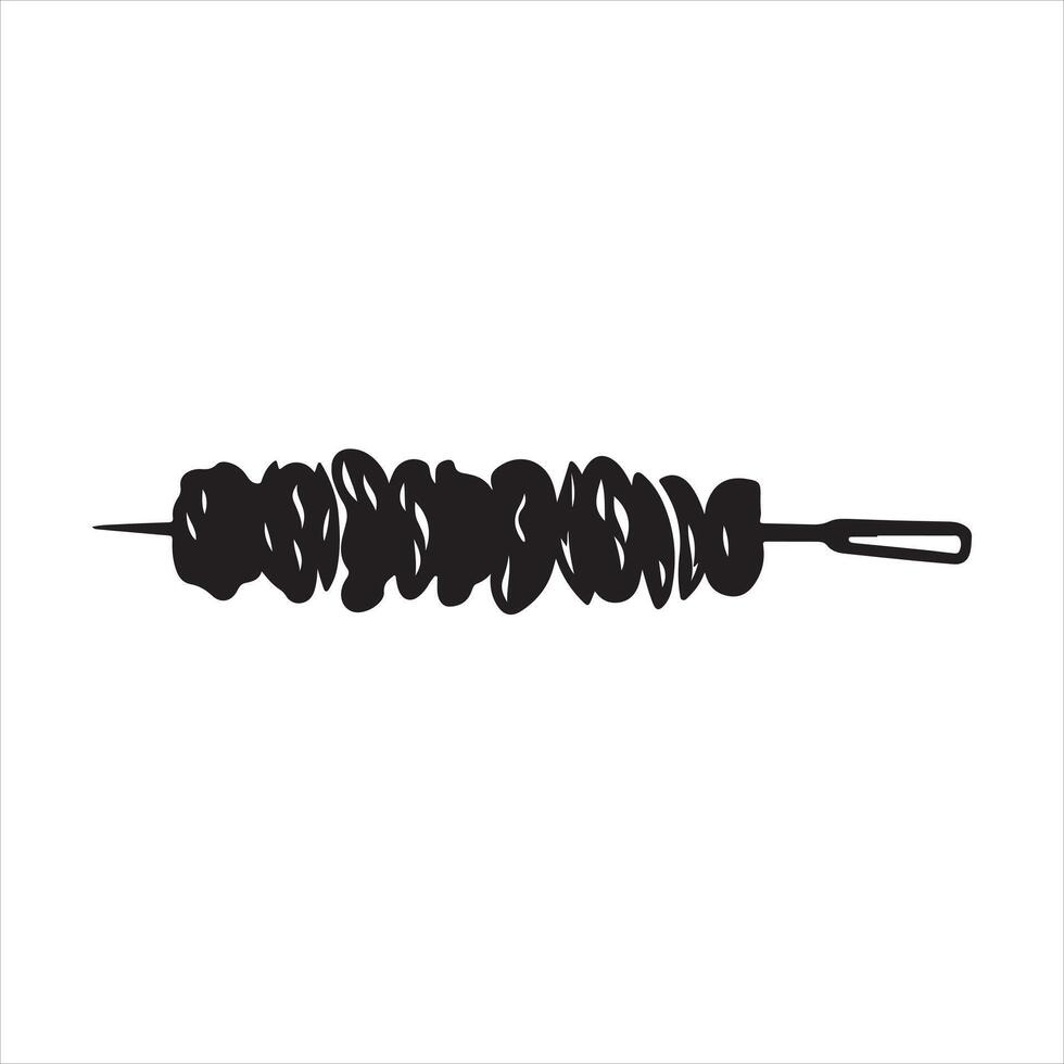 Shish kebab skewer icon black silhouette vector