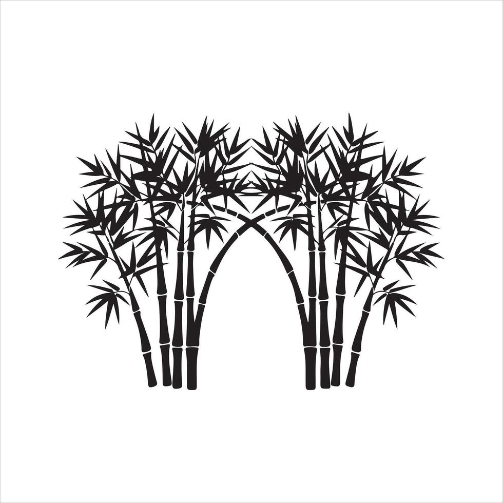 Bamboo left black silhouette vector
