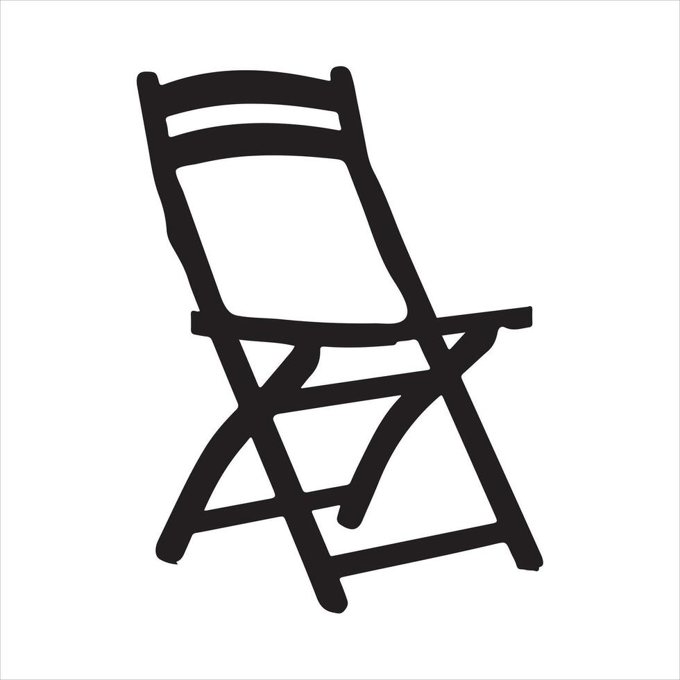 Folding chair silhouette on white background vector