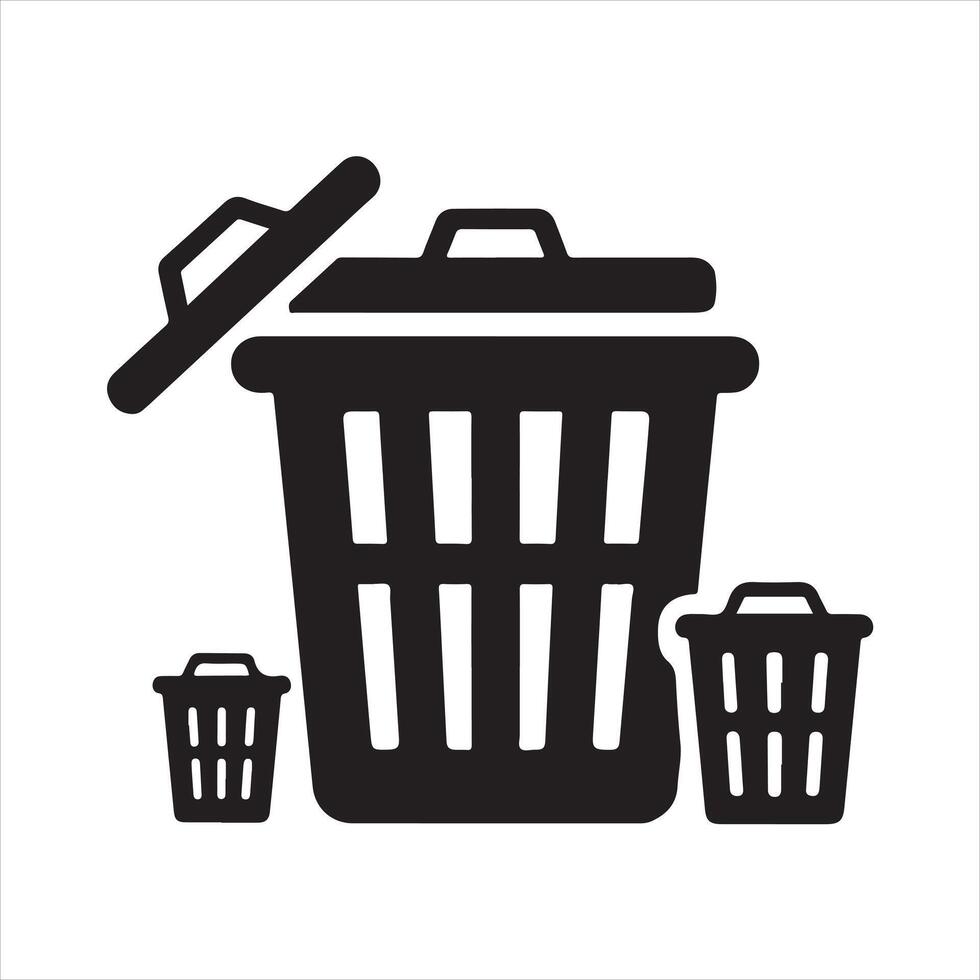 Garbage container icon black silhouette vector