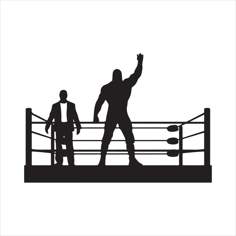 WWE ring with wrestling match progress silhouette vector
