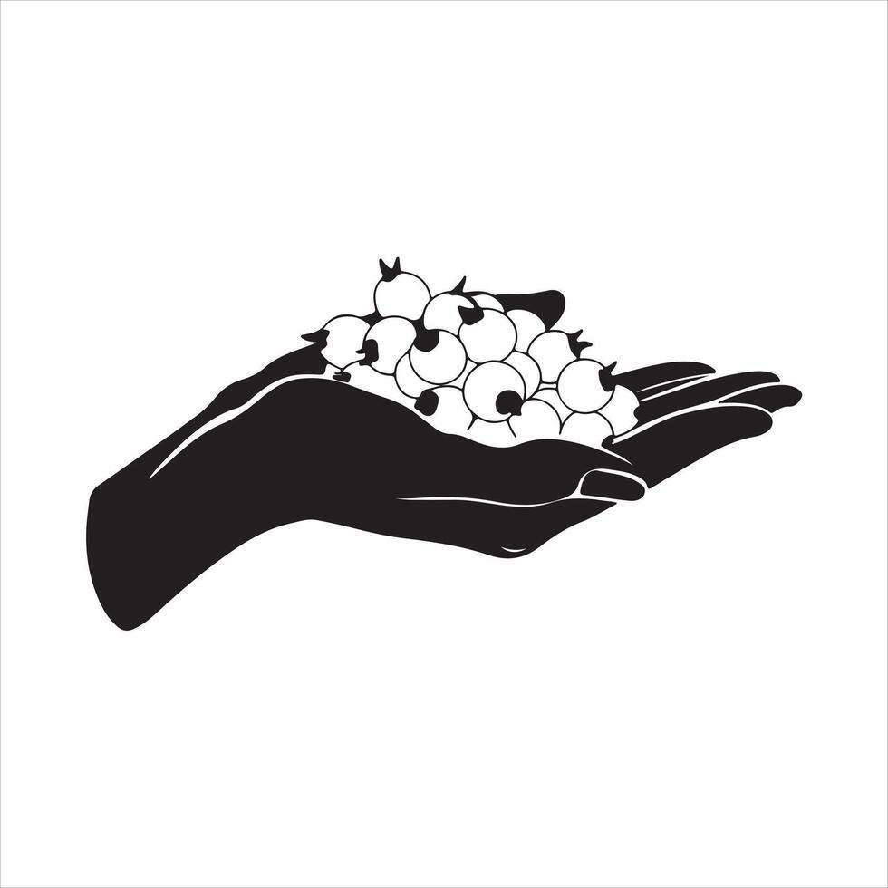 Contemporary black and white sketch of berries silhouette vector