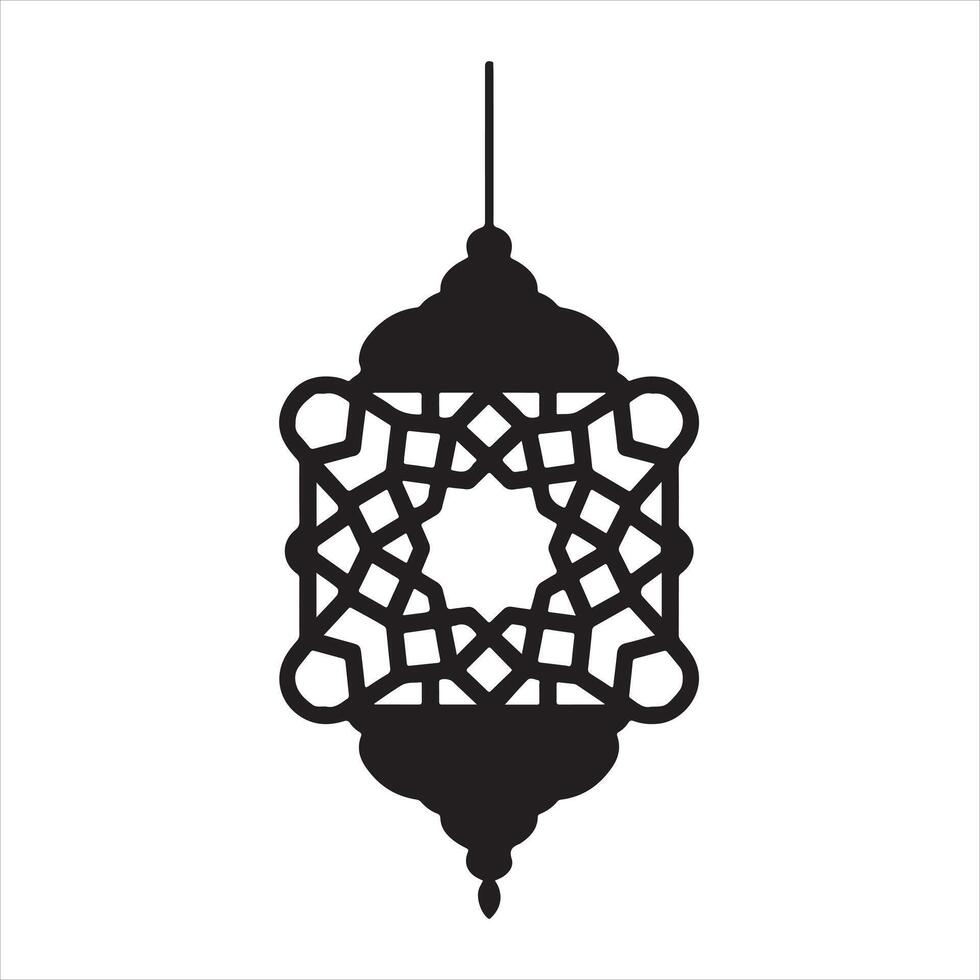 Ramadan Lantern Crescent Moon Silhouette vector