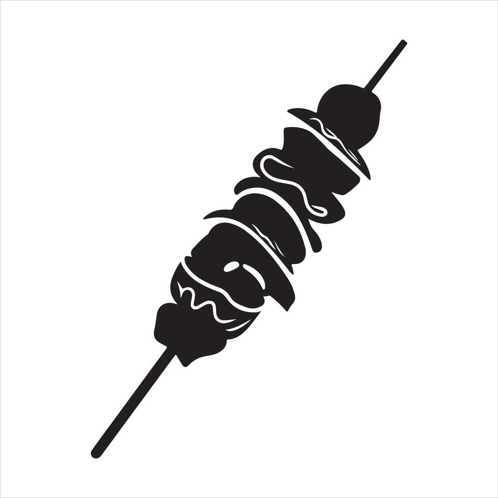 Shish kebab skewer silhouette vector
