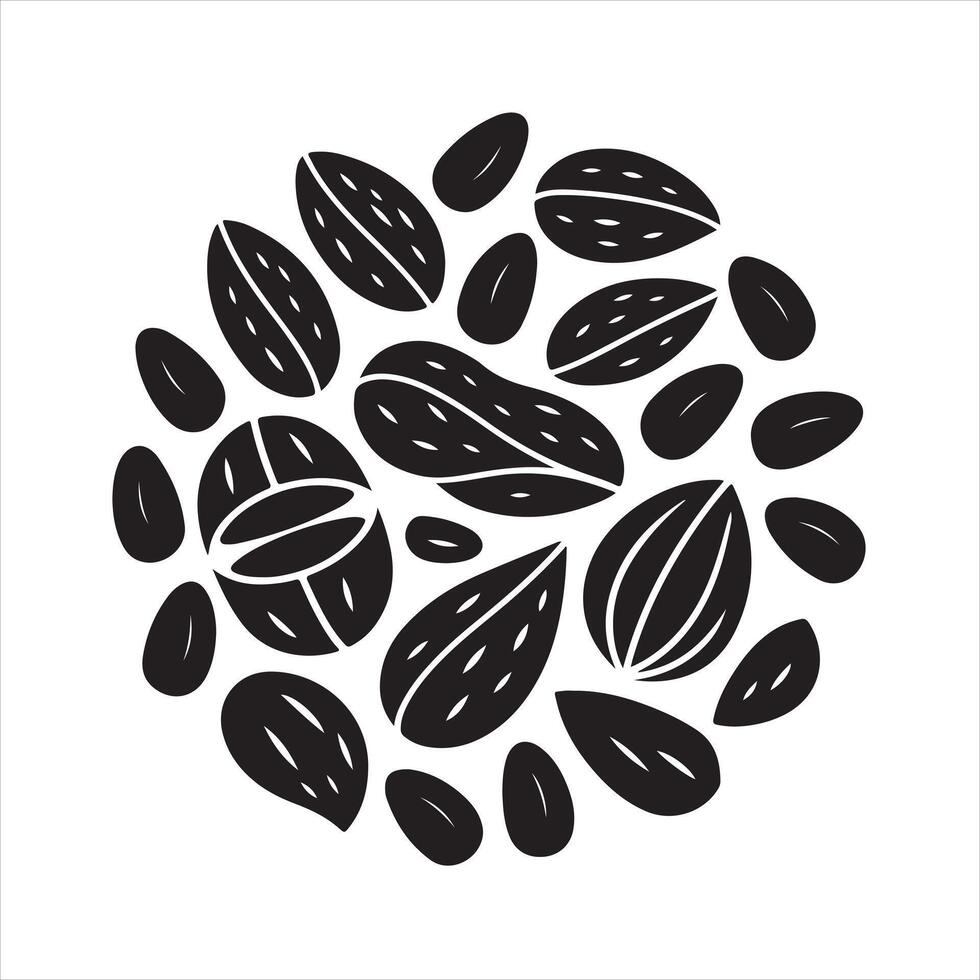Nuts black silhouette vector