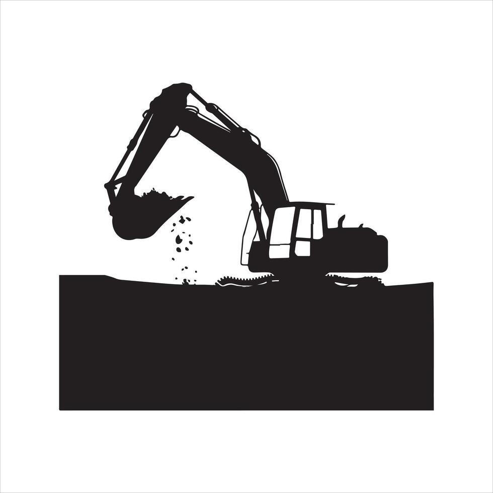 Excavator black silhouette vector