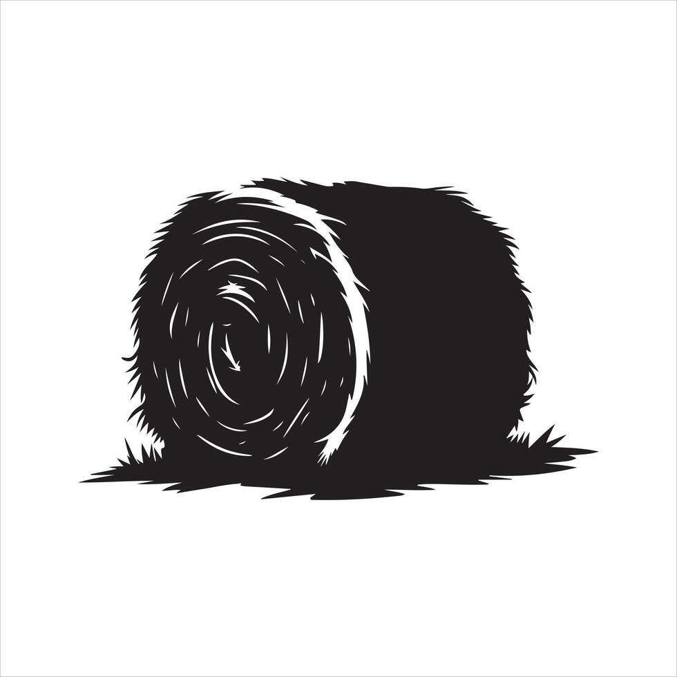 hay bale silhouette vector