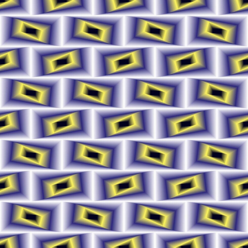 pattern is blue abstract geometric background with colored rectangles and various rhythmic shapes, an isometric three-dimensional abstraction depicting shapes of urban buildings. Depth, color, shades vector
